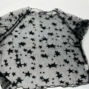 Shein sheer mesh stars black shirt Small S see through